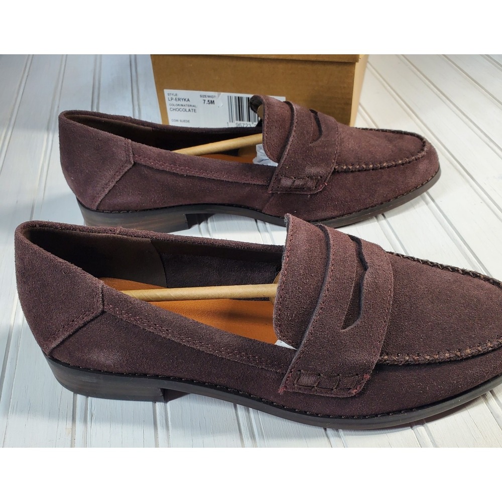 Lucky Brand Eryka suede leather loafer slip-on Chocolate brown shoe women 38 7.5 - Picture 4 of 8